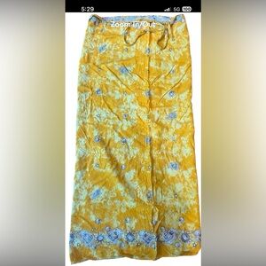 Yellow wrap around skirt with White Celestial Patterns